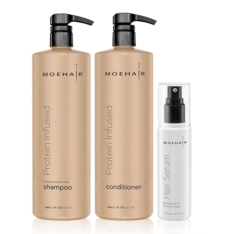 Protein Infused Hair Care Trio – 32oz Shampoo, Conditioner & Serum