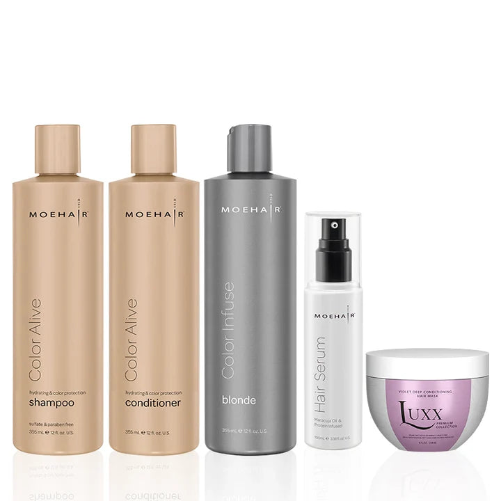 Pack of Color Alive Shampoo & Conditioner with Violet Deep Conditioning Mask, Color Infuse Blonde Toner & Serum