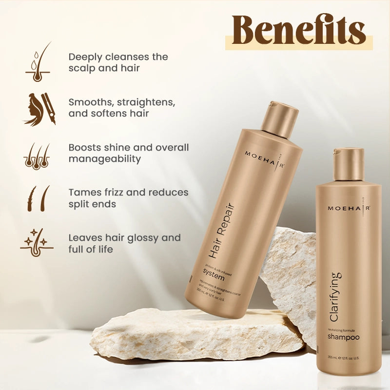 Hair Repair System and Clarifying Shampoo Combo | Benefits