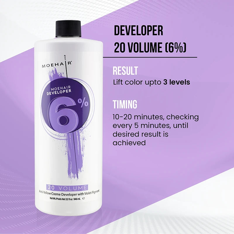 Moehair 6%, 20 volume Anti-Yellow Hair Color Developer