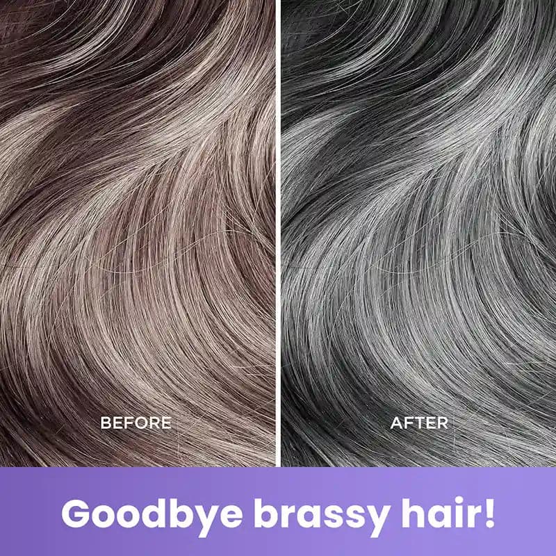 Before and after image of the Hair Silver Toner