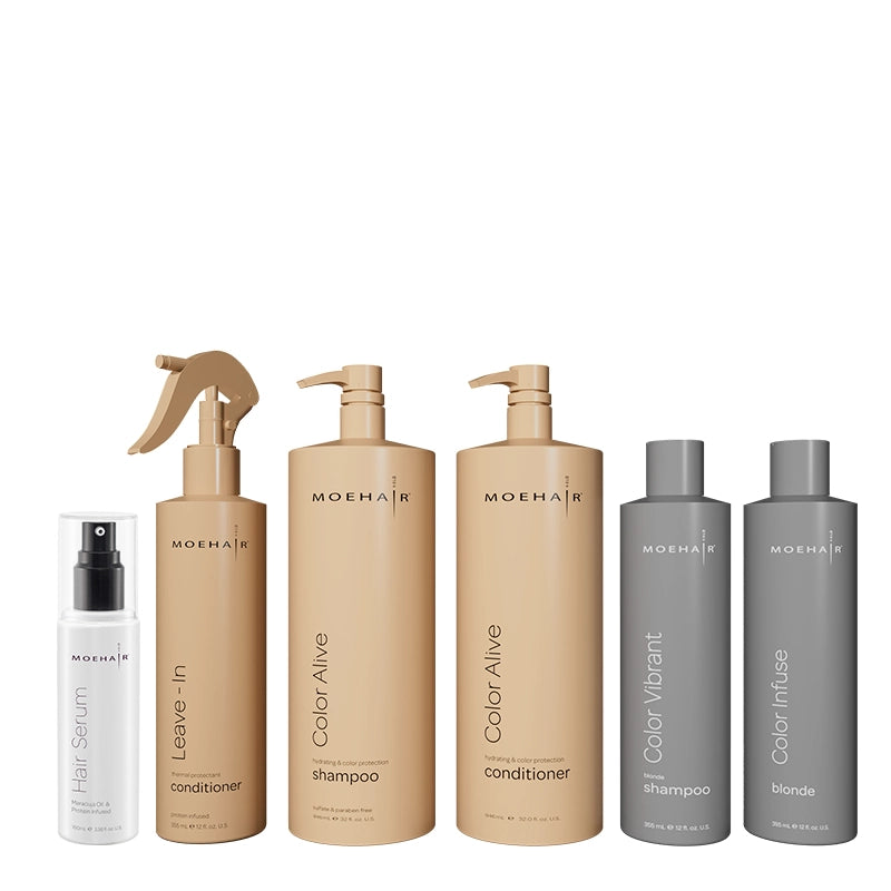 Set of - Blonde Shampoo and Toner, Color Alive Shampoo and Conditioner with Leave-in Conditioner and Hair Serum