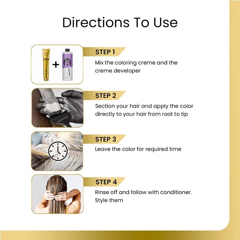 Directions to use GG Mix Yellow Hair Color