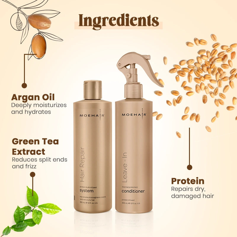 Hair Repair System and Leave In Conditioner Combo | Ingredients
