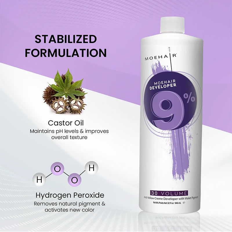 Moehair 9%, 30 Volume Anti-Yellow Hair Color Developer