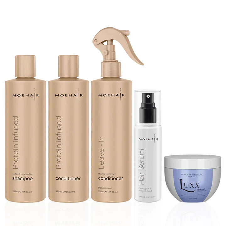 Pack of Protein Infused Shampoo & Conditioner with Deep Conditioning Mask, Leave-In Conditioner & Serum