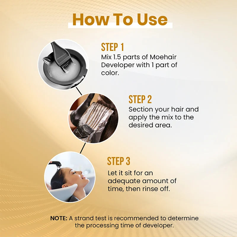 Instructions to use 10 volume hair developer