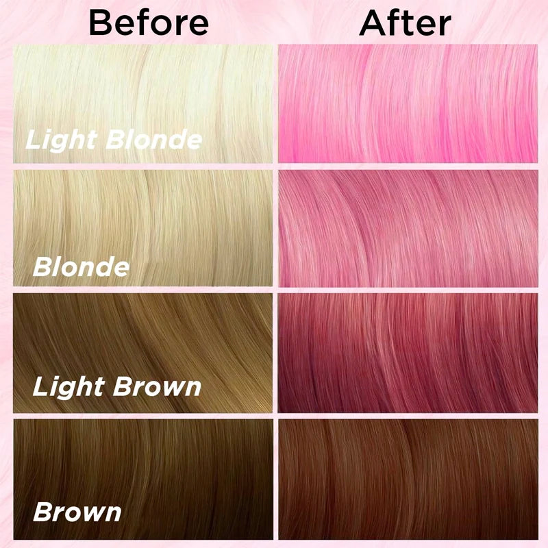 Before and After Use: Pink hair dye