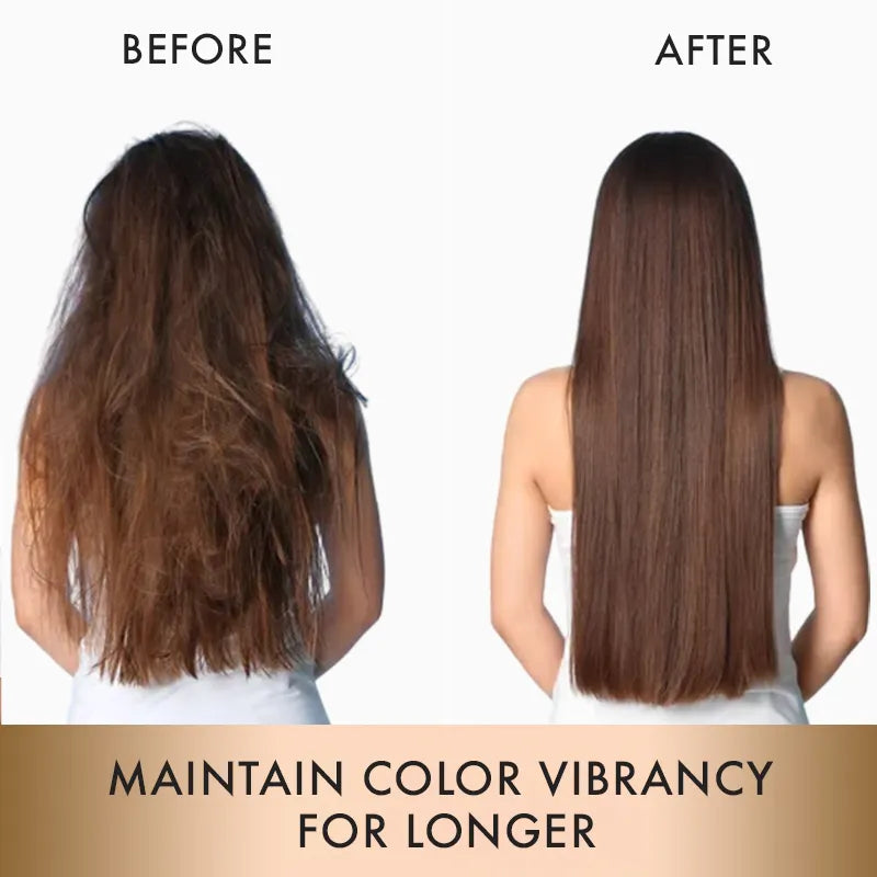 Before and After Use - Pack of color safe shampoo and conditioner with hair serum and leave in conditioner