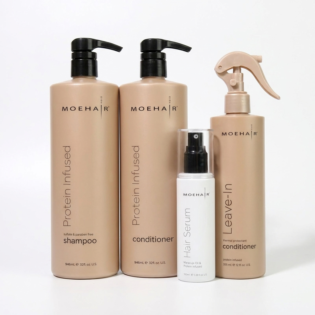 Protein Infused Hair Care Set – 32oz Shampoo, Conditioner, Serum & Leave-In