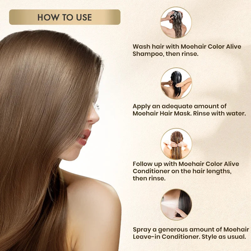 how to use - Pack of color safe shampoo and conditioner with hair serum and leave in conditioner