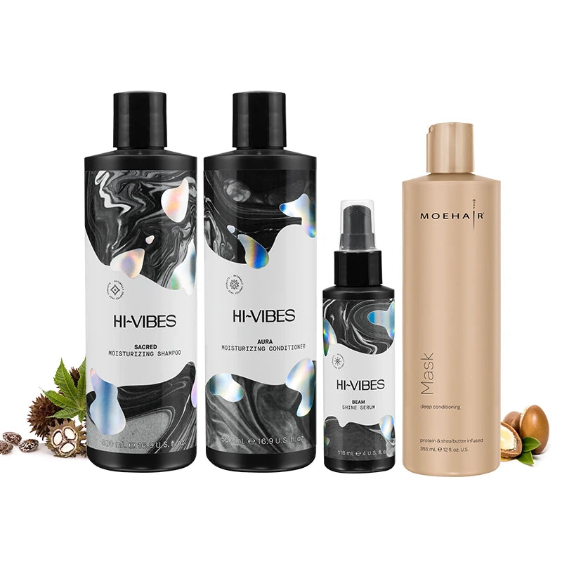 Pack of Hi-Vibes Shampoo, Conditioner & Serum with Hair Mask