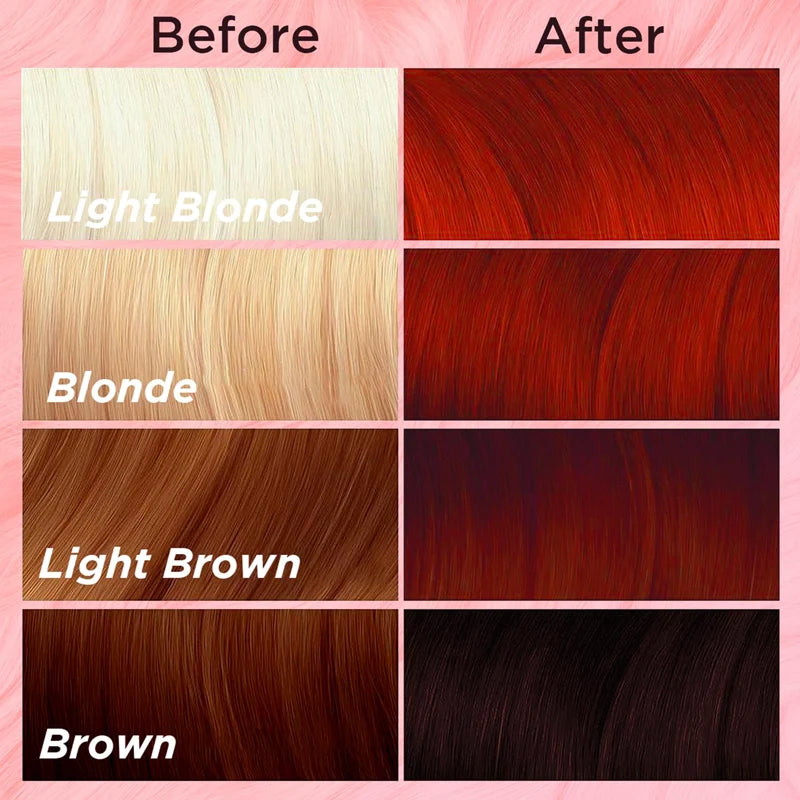 Before and After Use: Bright red hair dye