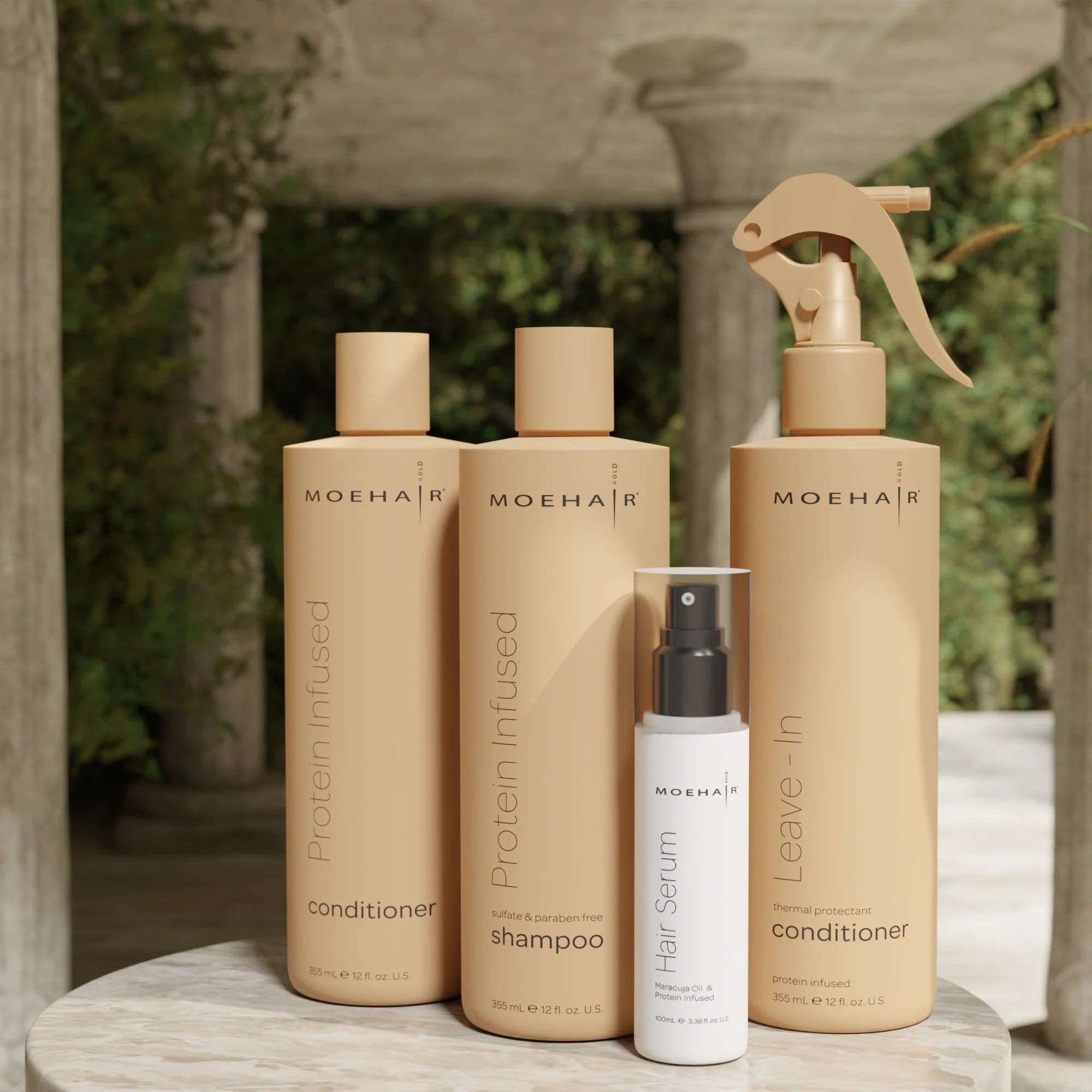 Pack of Protein Infused Shampoo and Conditioner with Leave-In Conditioner & Hair Serum - Moehair USA