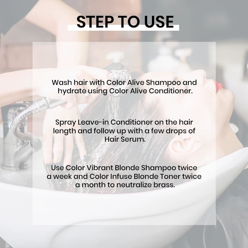 How to Use - Set of - Blonde Shampoo and Toner, Color Alive Shampoo and Conditioner  with Leave-in Conditioner and Hair Serum