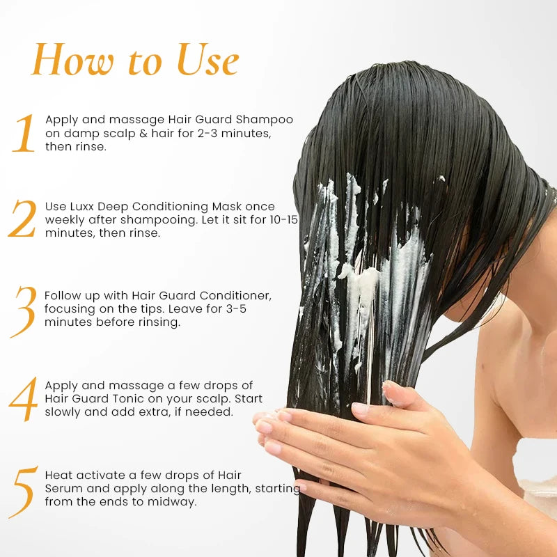 How to Use - Pack of Anti hair fall Shampoo & Conditioner with Hair tonic, hair serum and Deep Conditioning Hair Mask