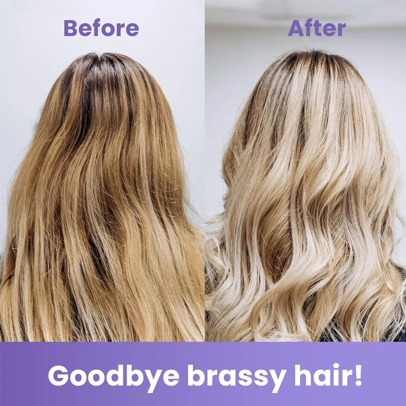 Before and after Color Vibrant Blonde Shampoo and Color Infuse Blonde Toner Combo