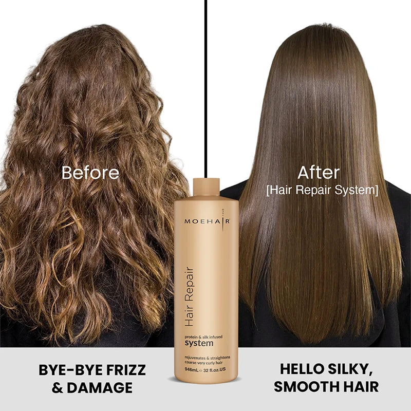 Before and after - Moehair Hair Repair System 