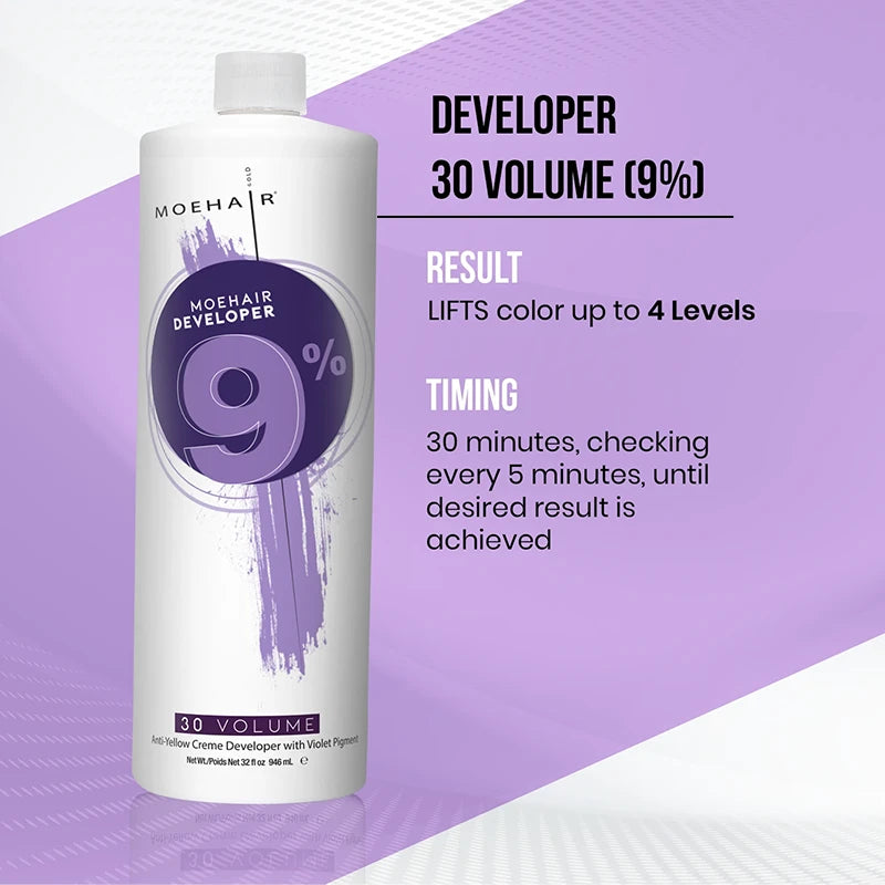 Moehair 9%, 30 Volume Anti-Yellow Hair Color Developer