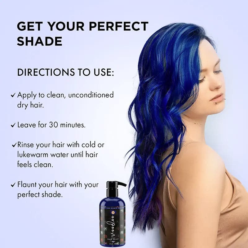 Directions to use of blue hair dye 