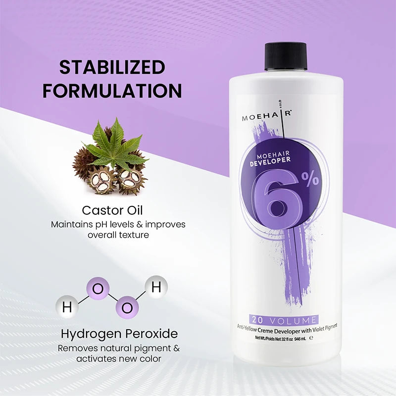 Moehair 6%, 20 volume Anti-Yellow Hair Color Developer
