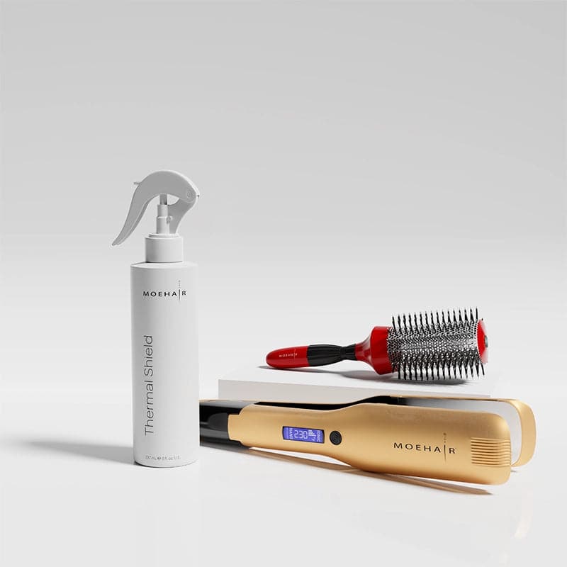 Hair Straightener, Thermal Shield & Hair Brush Trio