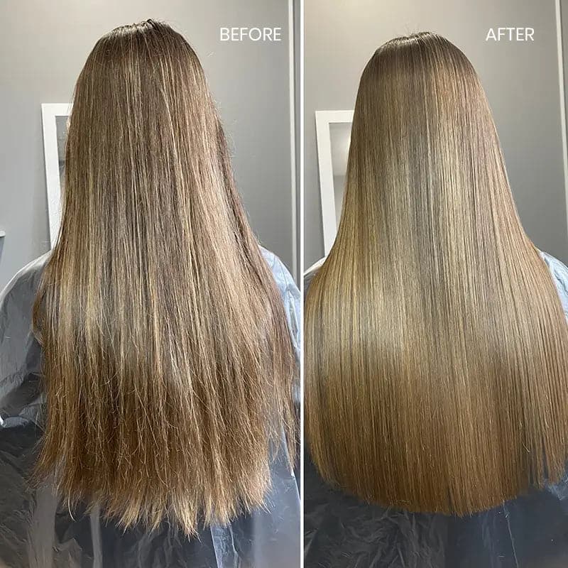 Before and after image of the color safe conditioner 