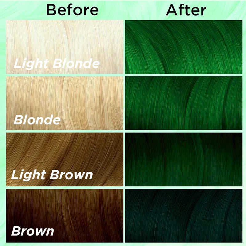 Before and After Use: Green hair dye 