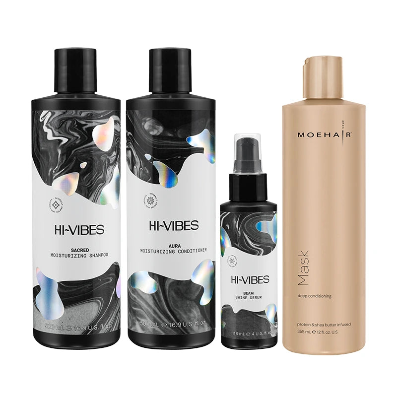Pack of Hi-Vibes Shampoo, Conditioner & Serum with Hair Mask