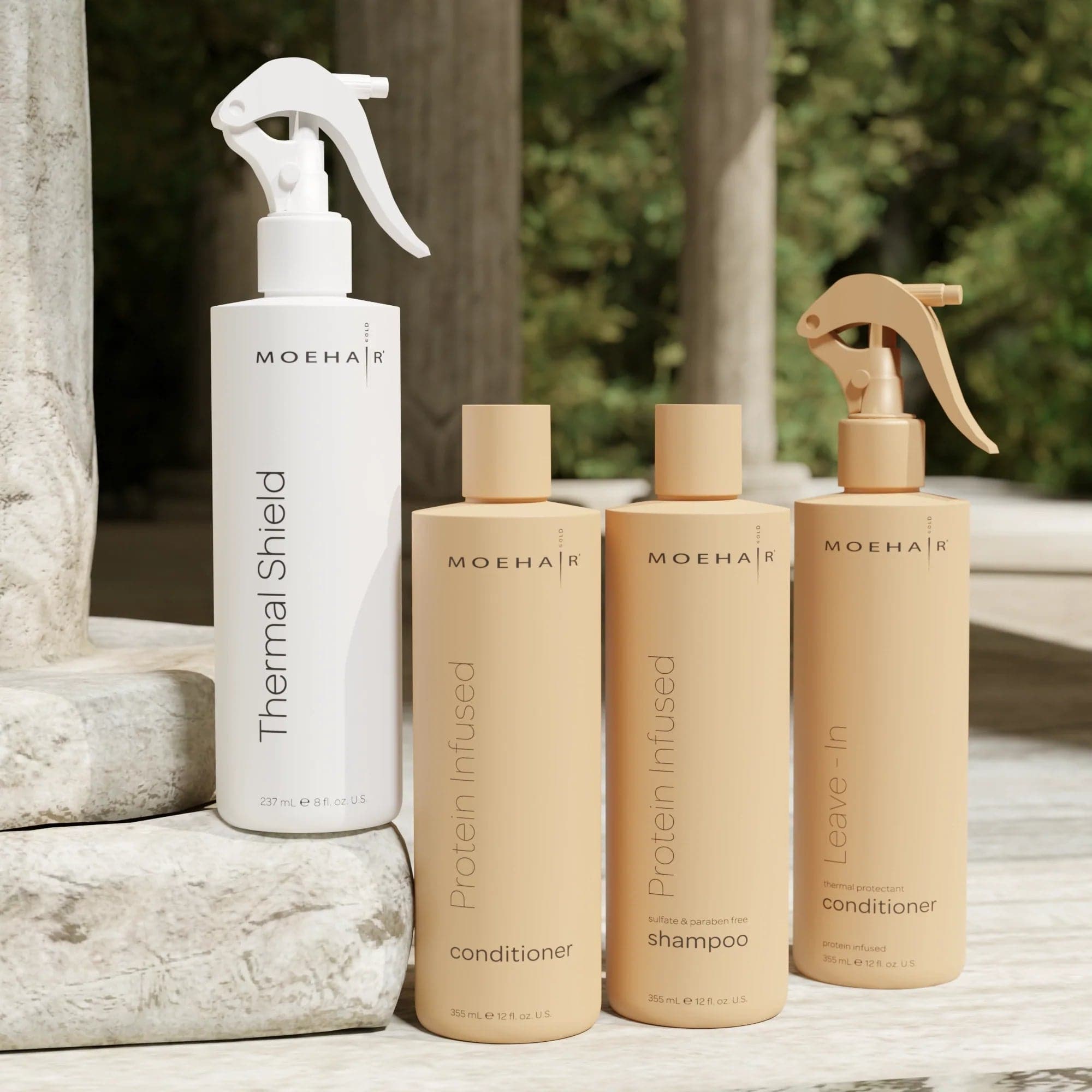 Pack of Protein Infused Shampoo and Conditioner with Thermal Shield & Leave-In Conditioner - Moehair USA